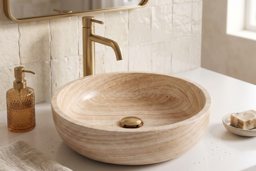 Small Stone Basin Travertine Beige