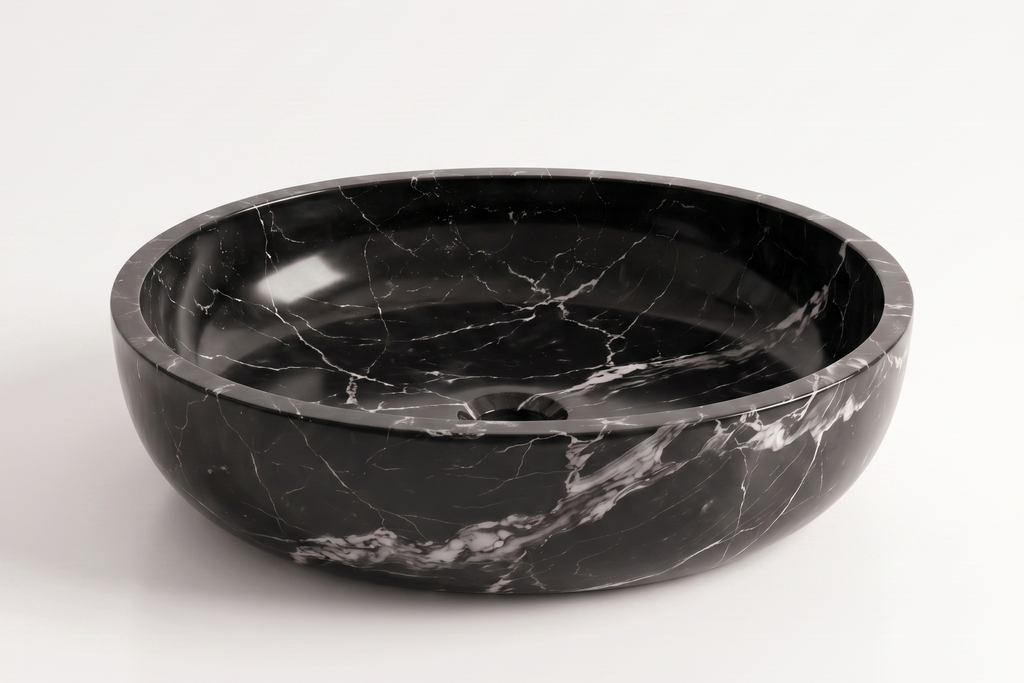 Small Stone Basin Marble Black