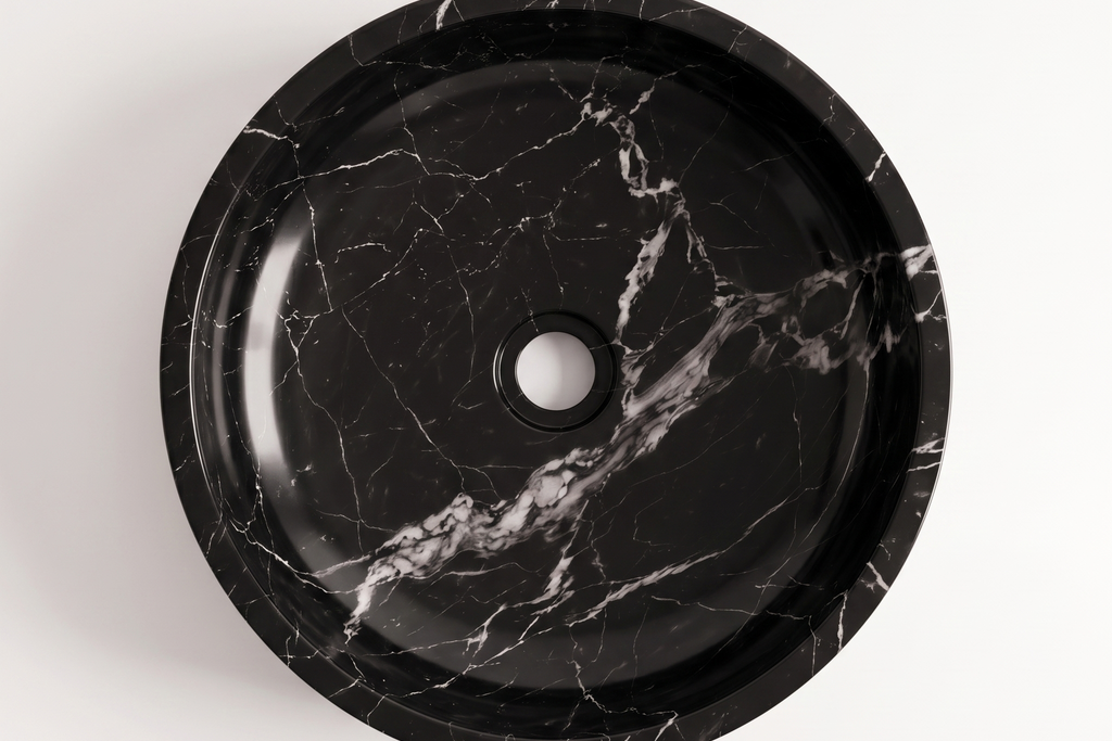 Small Stone Basin Marble Black