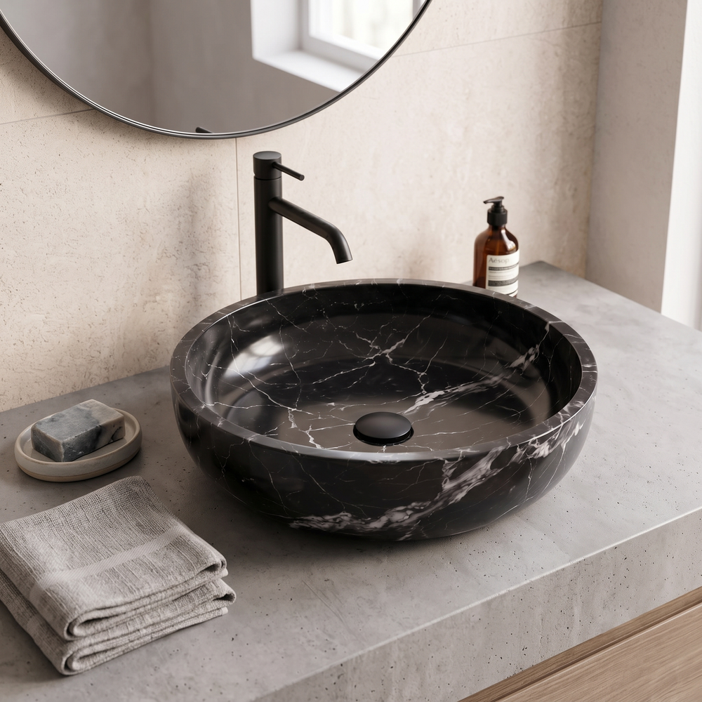 Small Stone Basin Marble Black