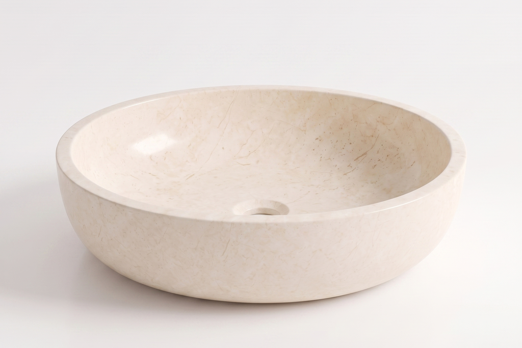 Small Stone Basin Travertine Ivory
