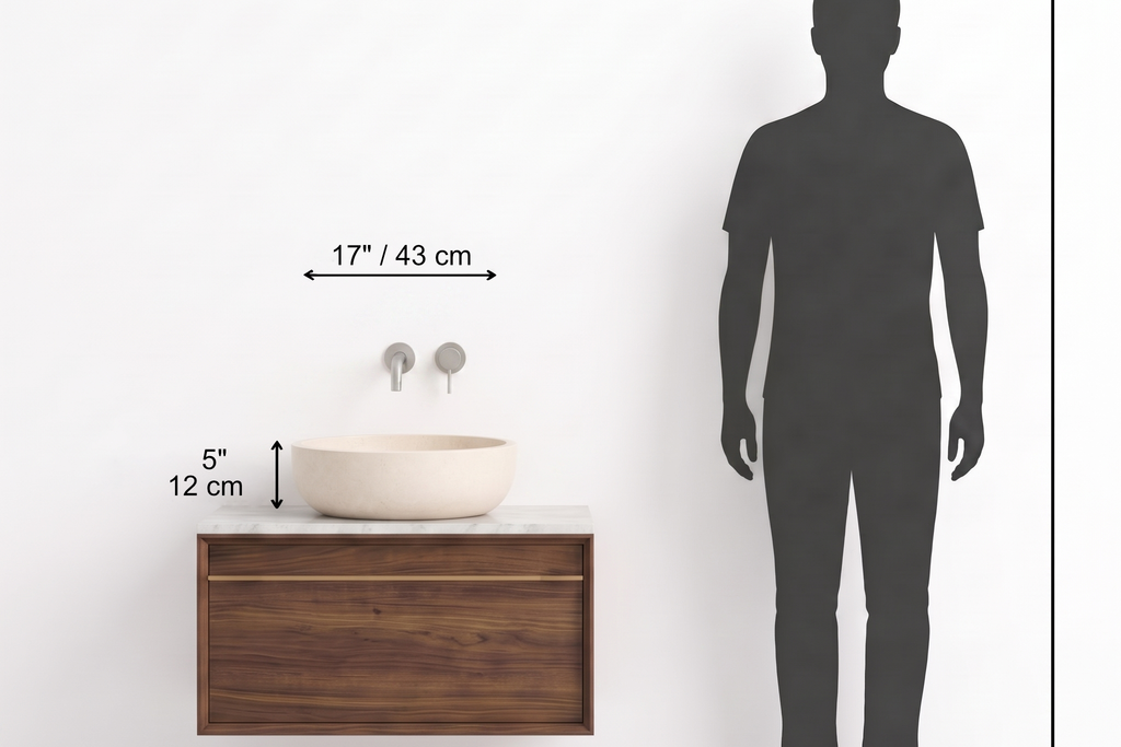 Small Stone Basin Travertine Ivory