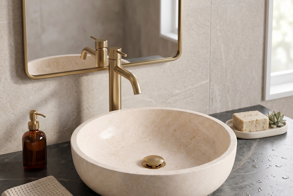 Small Stone Basin Travertine Ivory