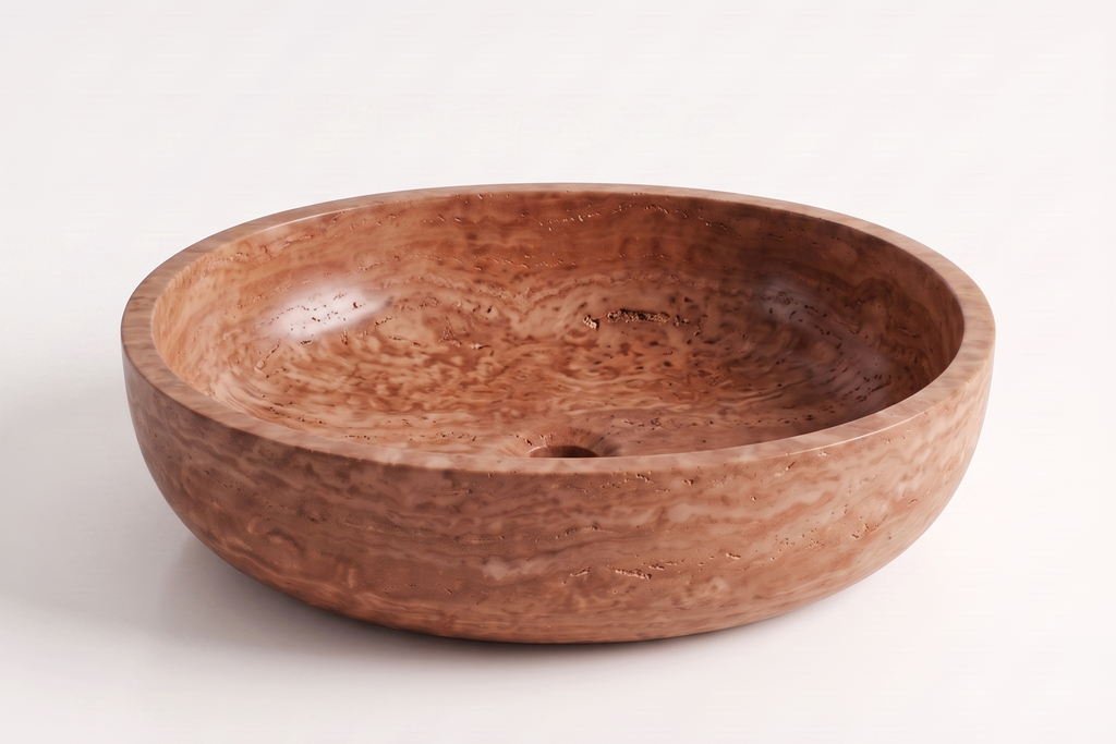 Small Stone Basin Travertine Red