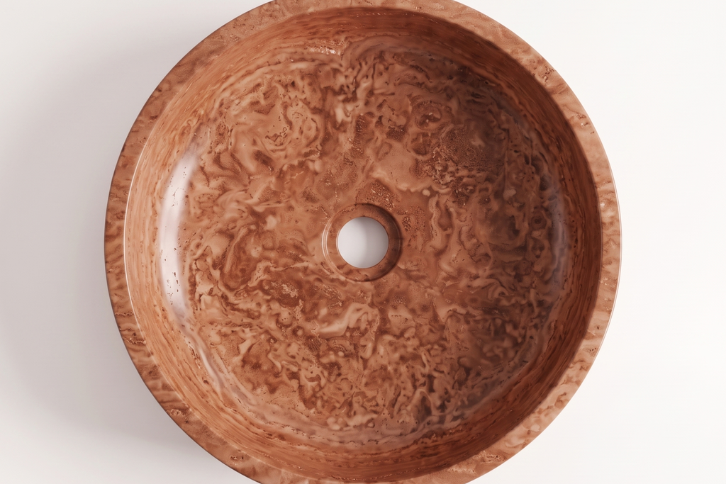 Small Stone Basin Travertine Red
