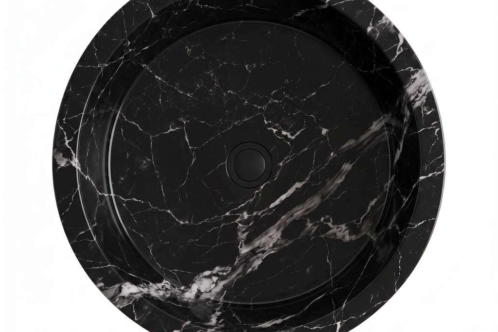 Half Pedestal Sink Black Marble