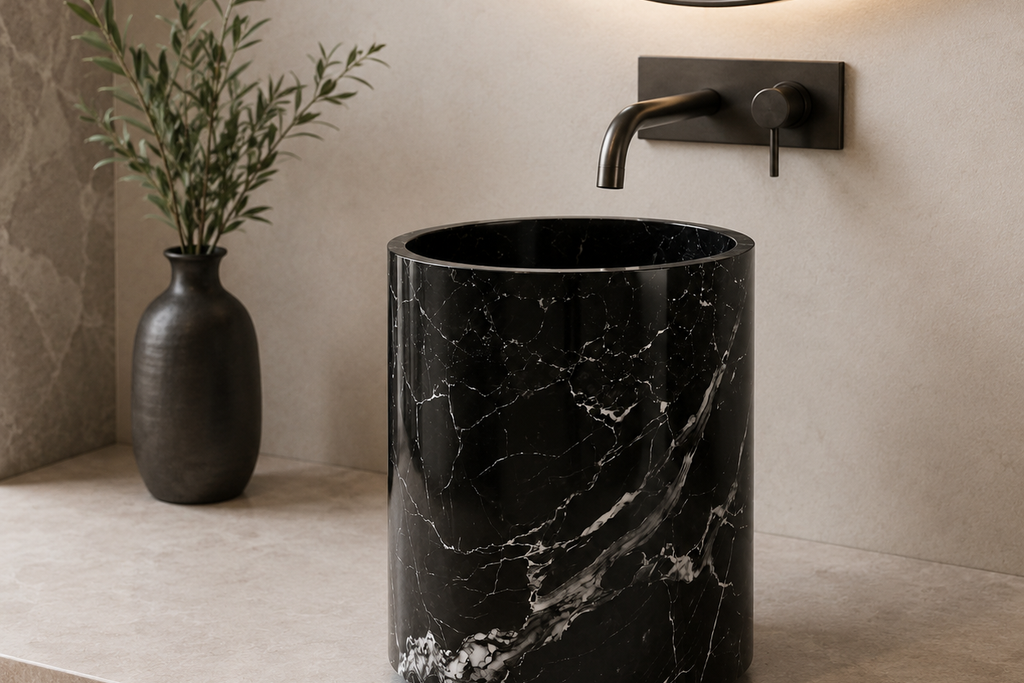 Half Pedestal Sink Black Marble