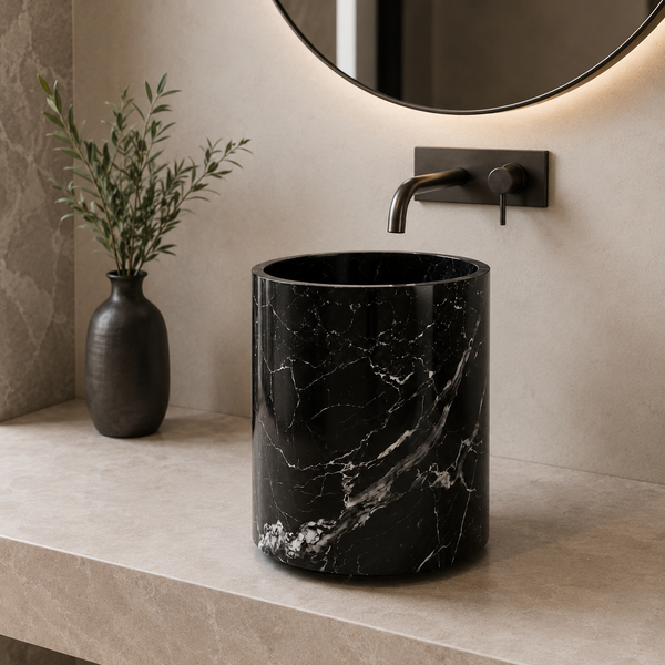 Half Pedestal Sink Black Marble