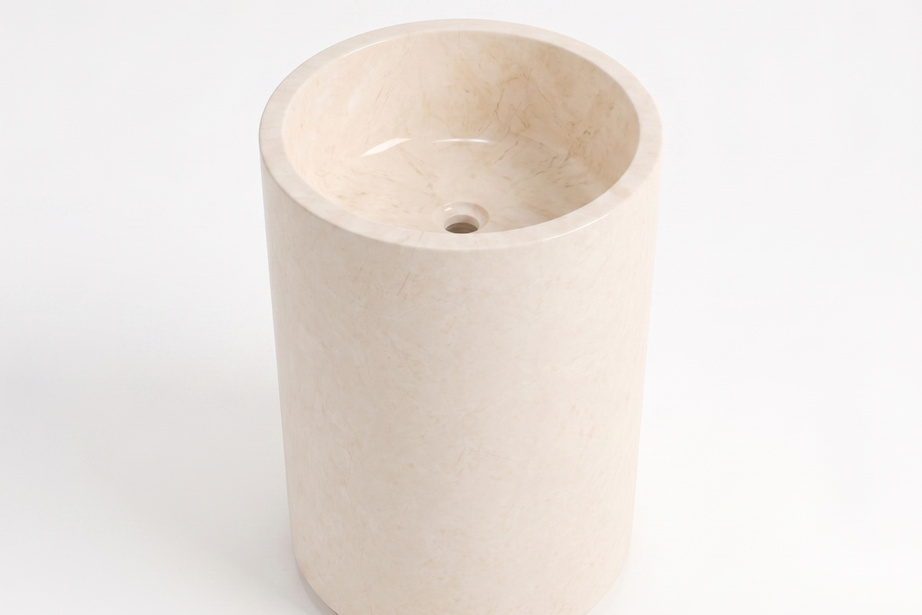 Half Pedestal Sink Travertine Ivory
