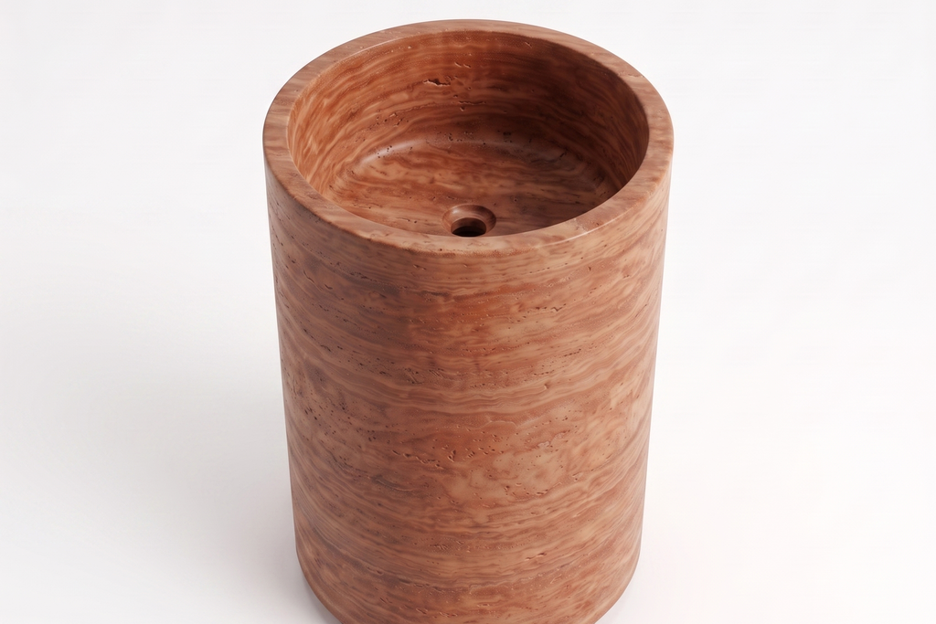 Half Pedestal Sink Travertine Red