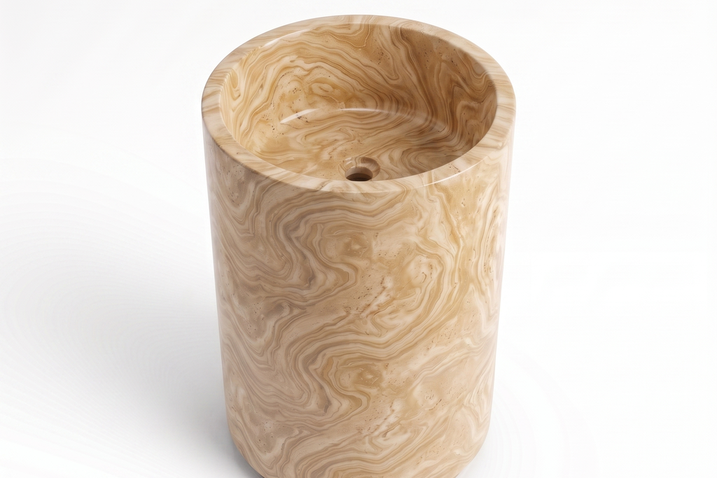 Half Pedestal Sink Travertine serpntine