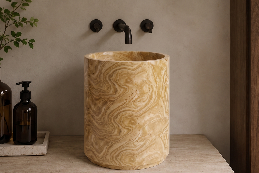 Half Pedestal Sink Travertine serpntine