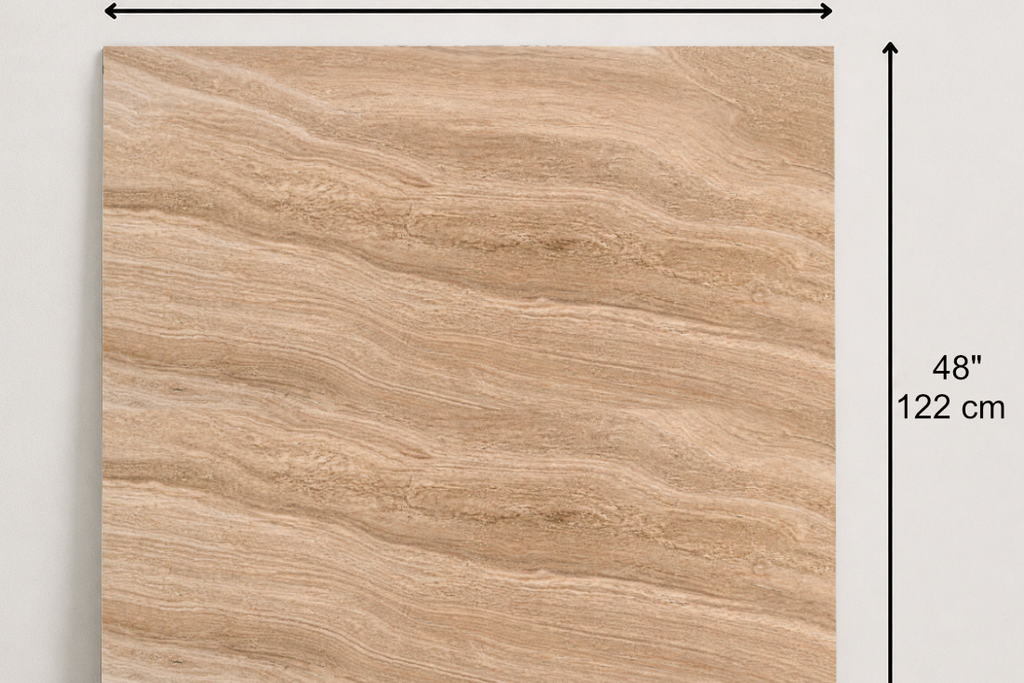 TILE SERPENTINE POLISHED TRAVERTINE 48" x 48" x 3/4 CROSS CUT