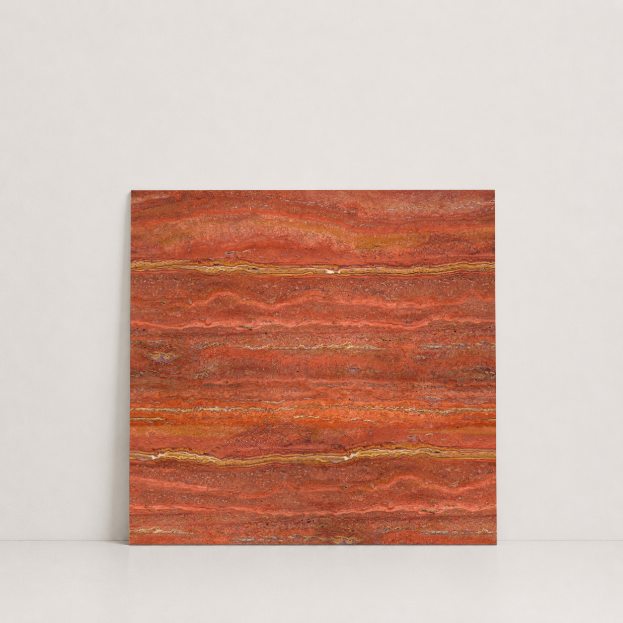 TILE RED HAMMERED TRAVERTINE 18" x 18" x 3/8" VEIN CUT
