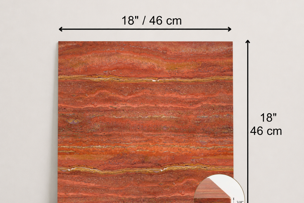 TILE RED HAMMERED TRAVERTINE 18" x 18" x 3/4 VEIN CUT