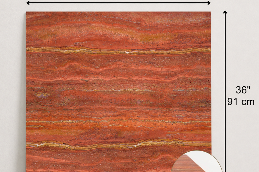 TILE RED HAMMERED TRAVERTINE 36" x 36" x 3/4 VEIN CUT