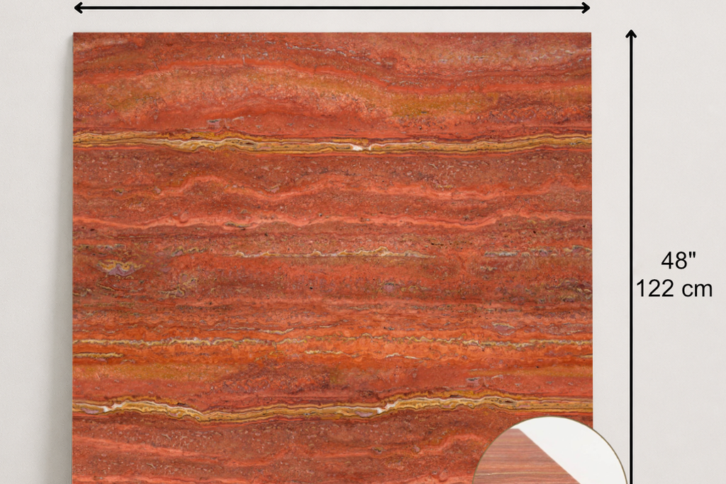 TILE RED HAMMERED TRAVERTINE 48" x 48" x 3/4 VEIN CUT