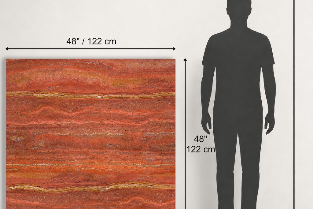 TILE RED HAMMERED TRAVERTINE 48" x 48" x 3/4 VEIN CUT