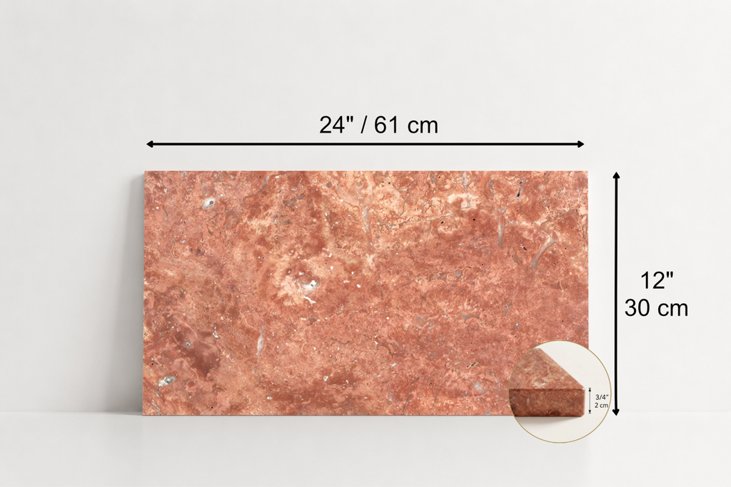 TILE RED HAMMERED TRAVERTINE 12" x 24" x 3/4 CROSS CUT