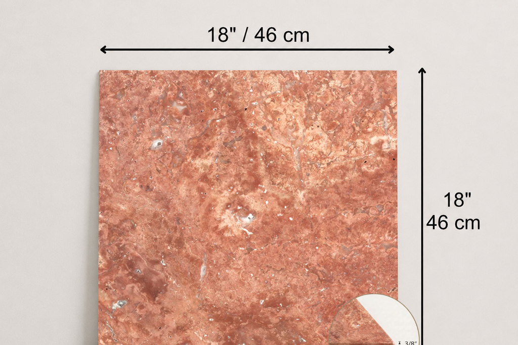 TILE RED HAMMERED TRAVERTINE 18" x 18" x 3/8" CROSS CUT