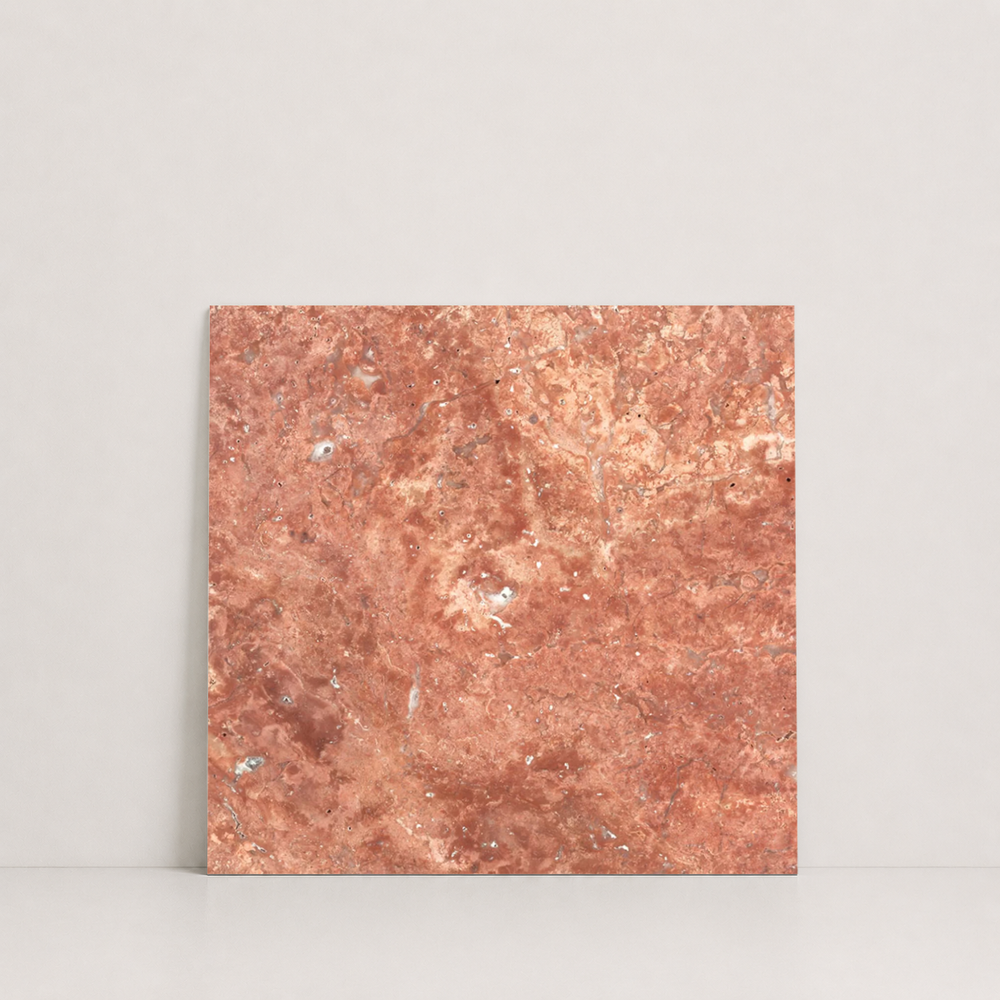 TILE RED HAMMERED TRAVERTINE 18" x 18" x 3/8" CROSS CUT