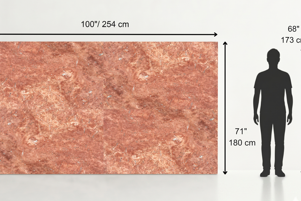 SLAB RED HAMMERED TRAVERTINE 71" x 100" x 3/4" CROSS CUT