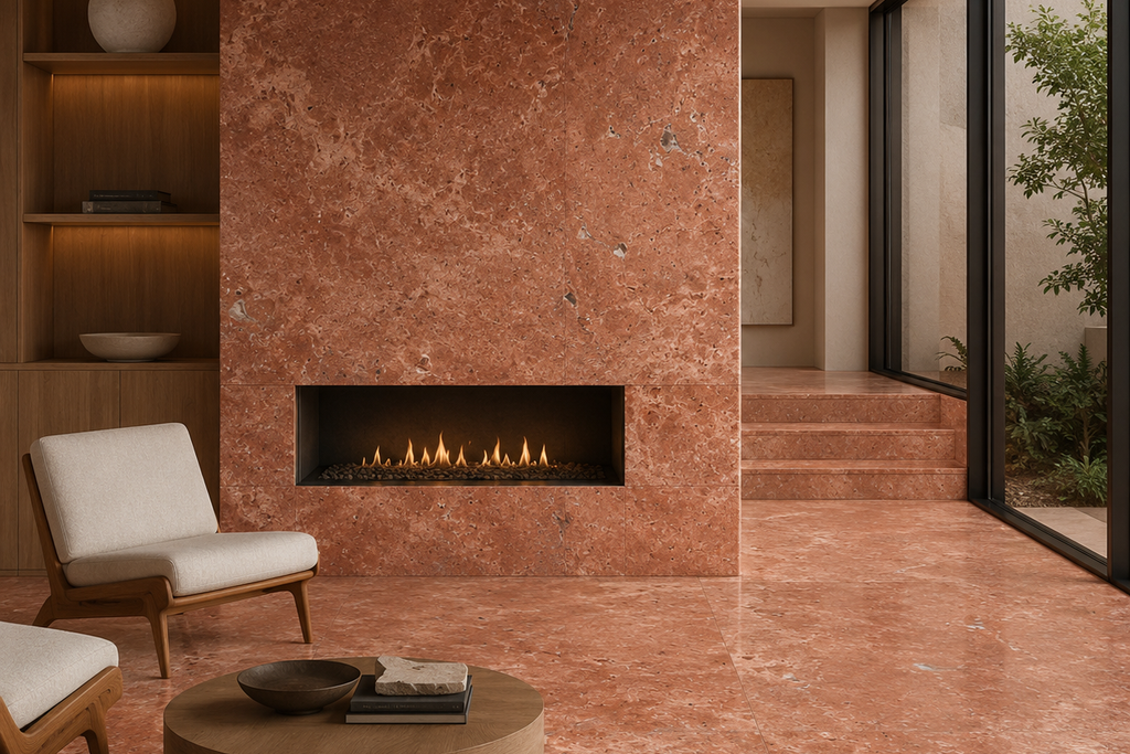 TILE RED HAMMERED TRAVERTINE 36" x 48" x 3/4 CROSS CUT