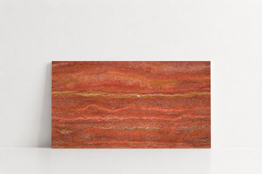 PAVERS RED HAMMERED TRAVERTINE 12" X 24" X 1 1/4" VEIN CUT