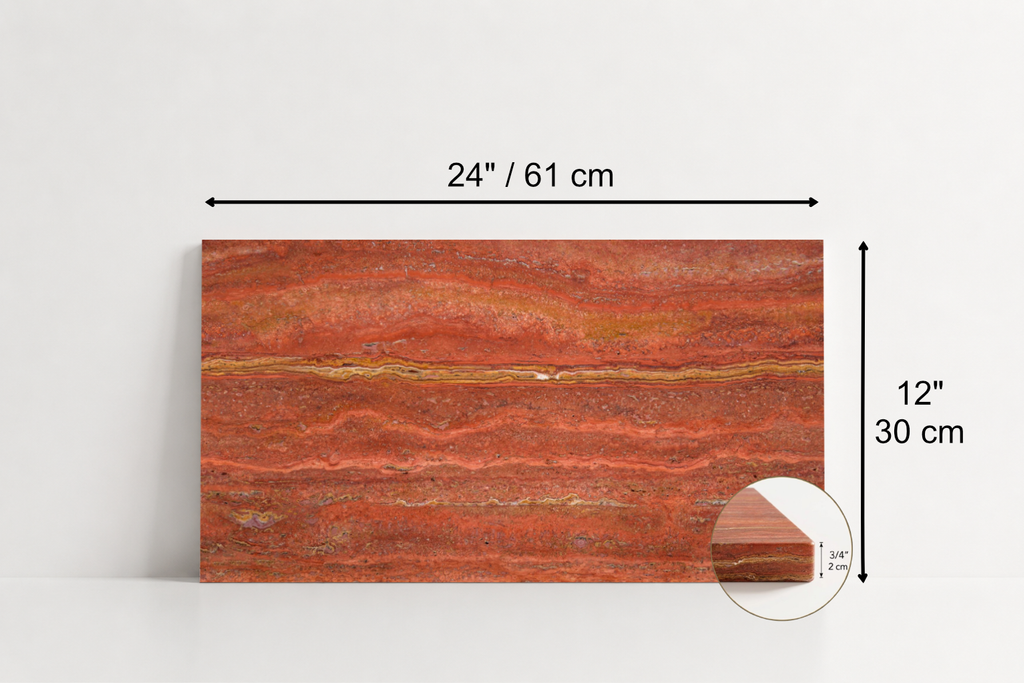 TILE RED HAMMERED TRAVERTINE 12" x 24" x 3/4 VEIN CUT