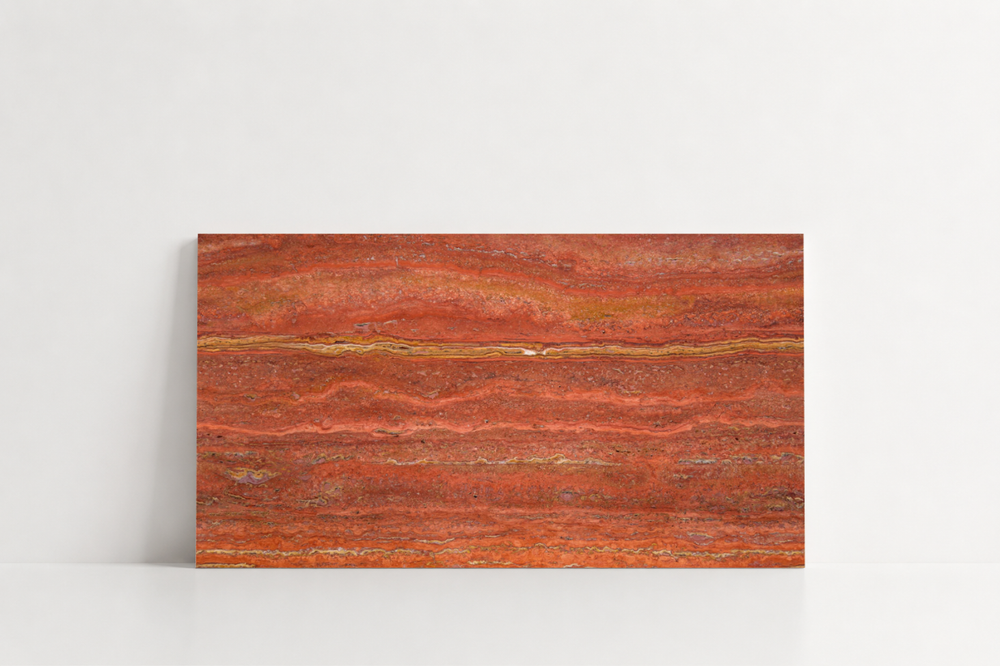 TILE RED HAMMERED TRAVERTINE 12" x 24" x 3/8 VEIN CUT