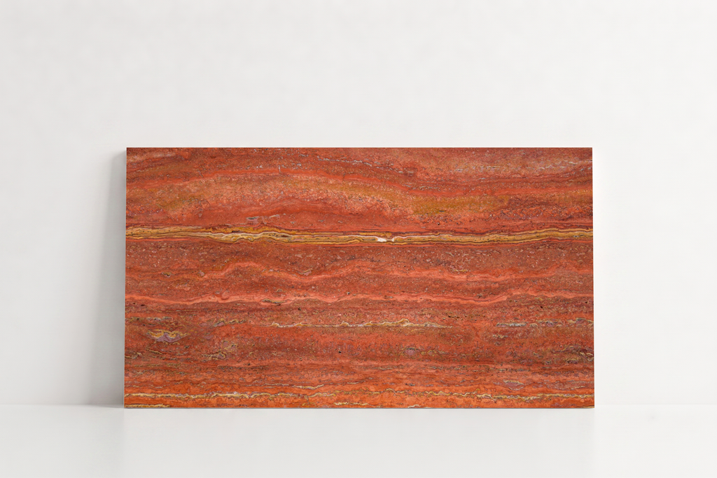 TILE RED HAMMERED TRAVERTINE 18" x 36" x 3/4 VEIN CUT