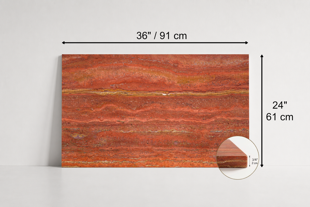 TILE RED HAMMERED TRAVERTINE 24" x 36" x 3/4 VEIN CUT