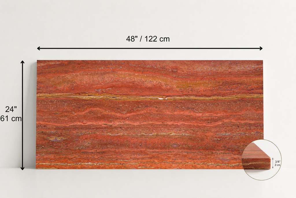 TILE RED HAMMERED TRAVERTINE 24" x 48" x 3/4 VEIN CUT