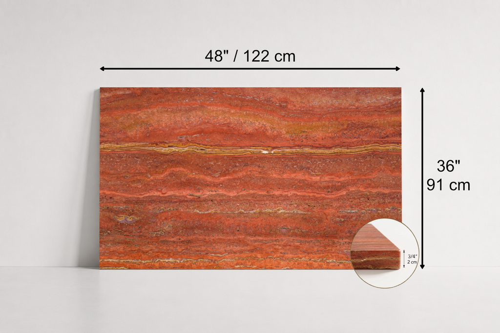TILE RED HAMMERED TRAVERTINE 36" x 48" x 3/4 VEIN CUT