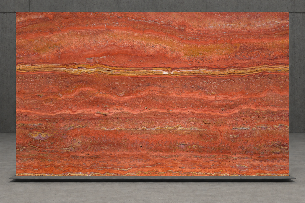 SLAB RED HAMMERED TRAVERTINE 71" x 100" x 3/4" VEIN CUT