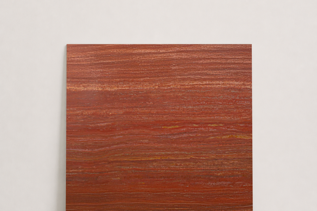 TILE RED HONED TRAVERTINE 18" x 18" x 3/4 VEIN CUT