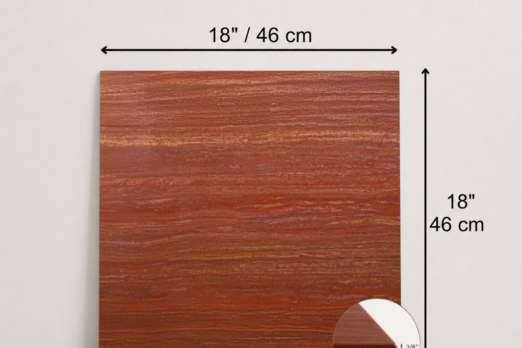TILE RED HONED TRAVERTINE 18" x 18" x 3/8" VEIN CUT