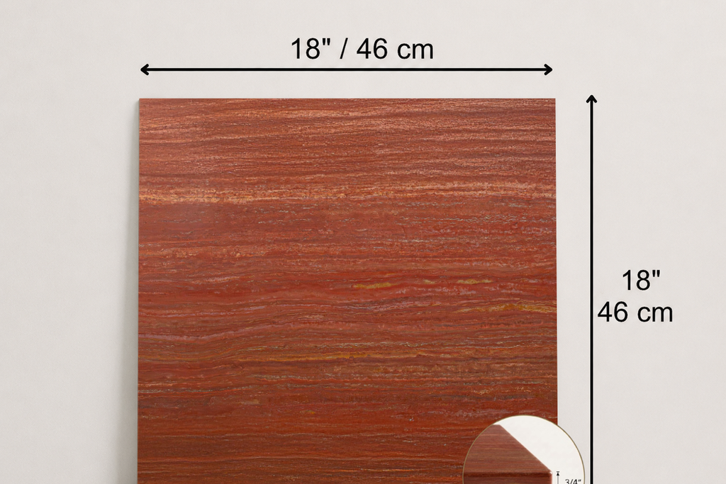TILE RED HONED TRAVERTINE 18" x 18" x 3/4 VEIN CUT