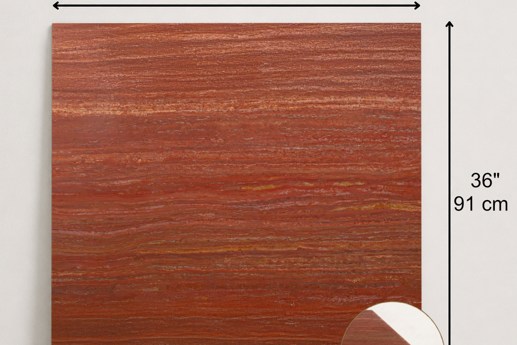 TILE RED HONED TRAVERTINE 36" x 36" x 3/4 VEIN CUT