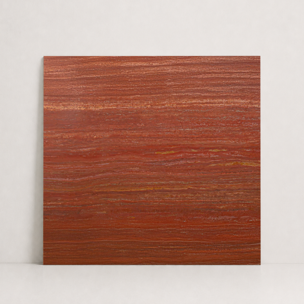 TILE RED HONED TRAVERTINE 48" x 48" x 3/4 VEIN CUT