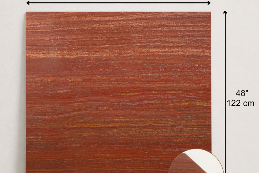 TILE RED HONED TRAVERTINE 48" x 48" x 3/4 VEIN CUT