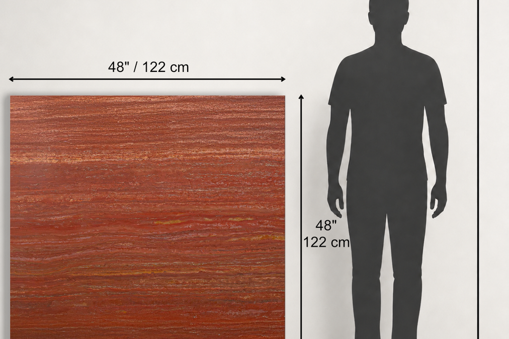 TILE RED HONED TRAVERTINE 48" x 48" x 3/4 VEIN CUT