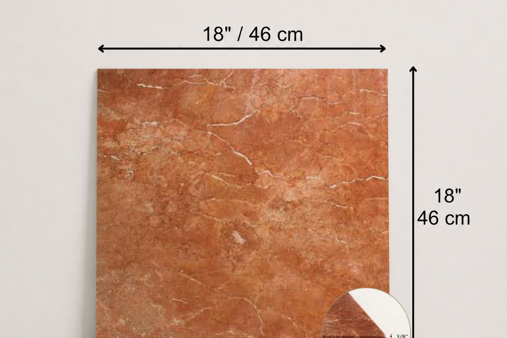 TILE RED HONED TRAVERTINE 18" x 18" x 3/8" CROSS CUT