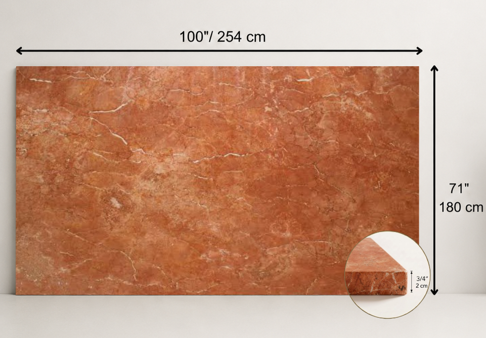 SLAB RED HONED TRAVERTINE 71" x 100" x 3/4" CROSS CUT