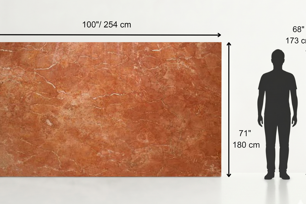 SLAB RED HONED TRAVERTINE 71" x 100" x 3/4" CROSS CUT