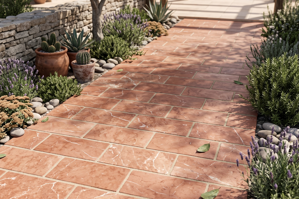PAVER RED HONED TRAVERTINE 12" X 24" X 1 1/4" CROSS CUT