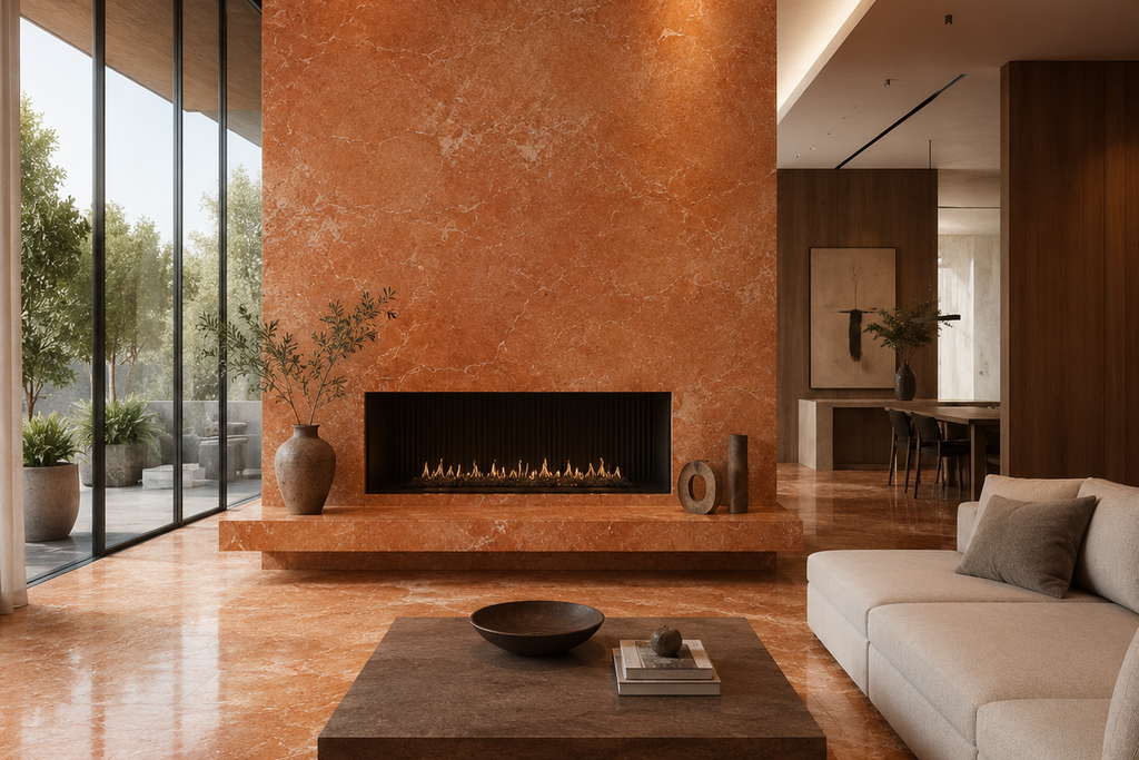 TILE RED HONED TRAVERTINE 48" x 48" x 3/4 CROSS CUT