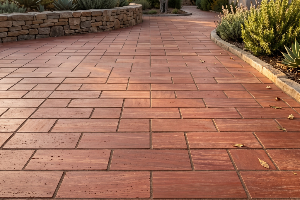 TILE RED HONED TRAVERTINE 12" x 24" x 3/8 VEIN CUT