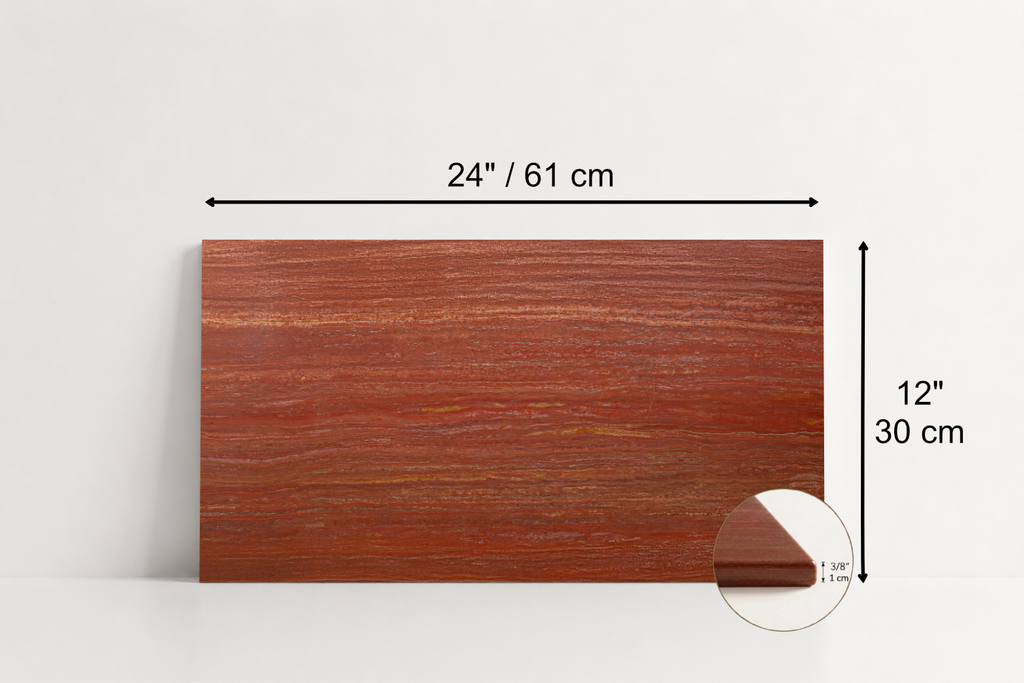 TILE RED HONED TRAVERTINE 12" x 24" x 3/8 VEIN CUT