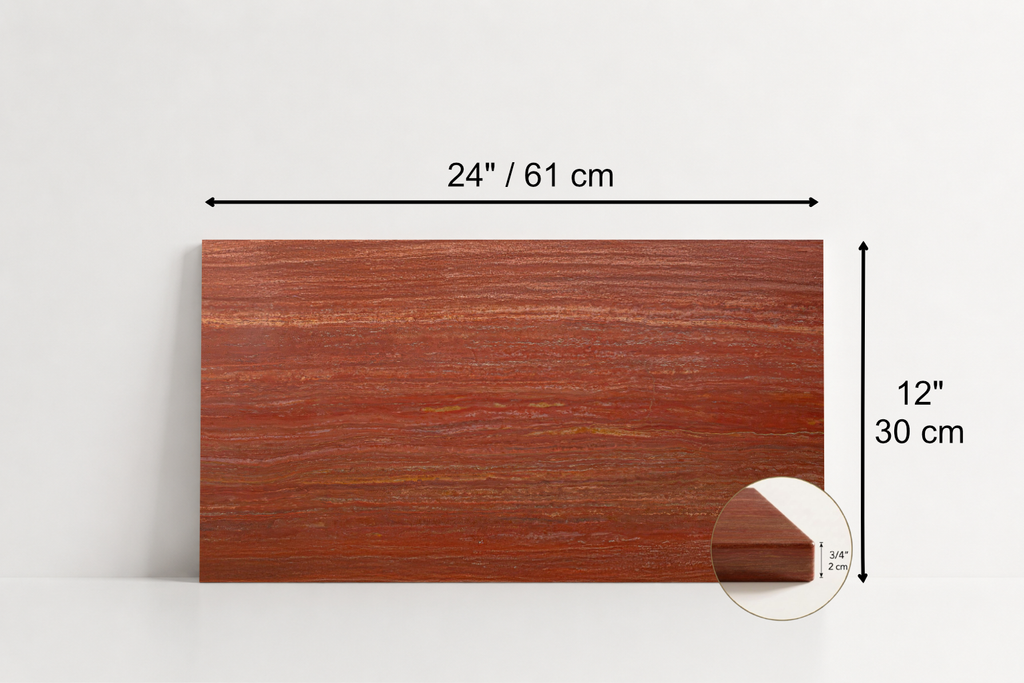 TILE RED HONED TRAVERTINE 12" x 24" x 3/4 VEIN CUT